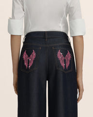 Seraphic Pink Crystal Back Wing  Jeans - Deep Thoughts Only