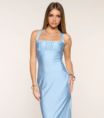 Rey Lace-Up Column Formal Dress