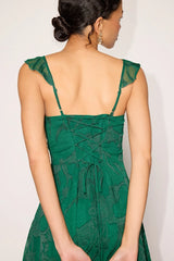 Arlene Emerald Green Floral Jacquard Mini Dress