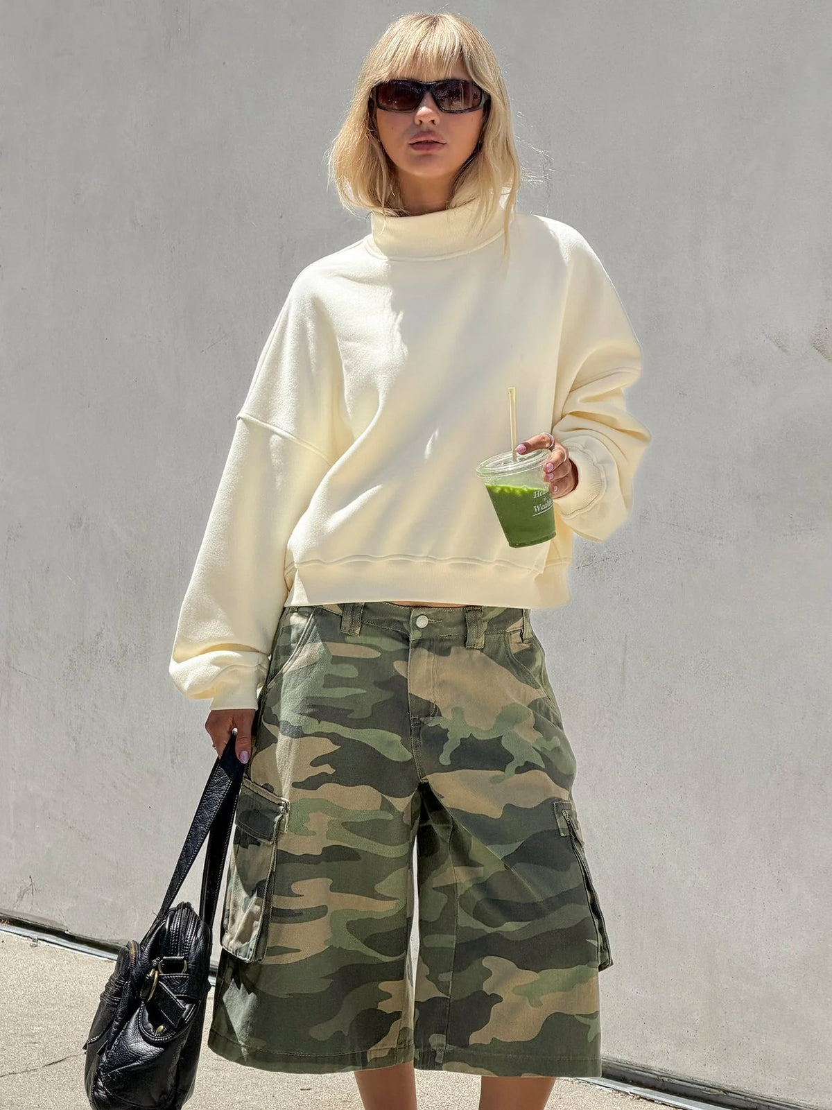 Anyya Funnel Neck Crew Jumper Cream
