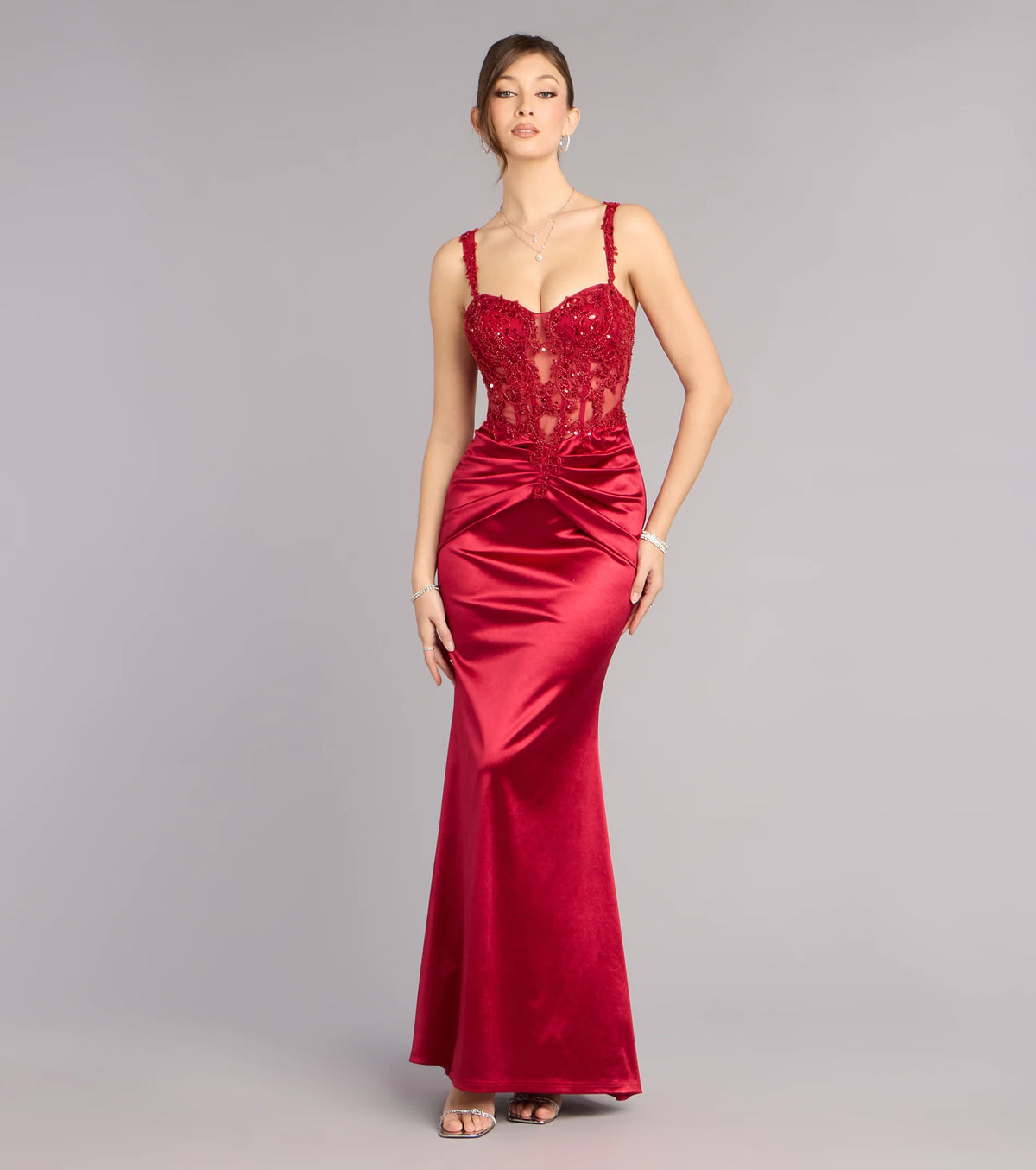 Lyanna Satin Beaded Corset Formal Dress