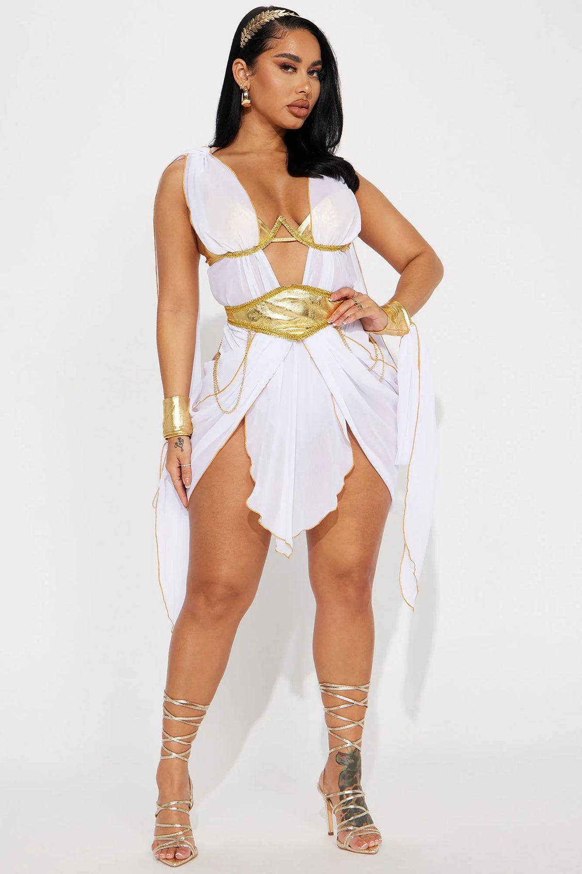 Glamorous Goddess 3 Piece Costume Set - White/Gold