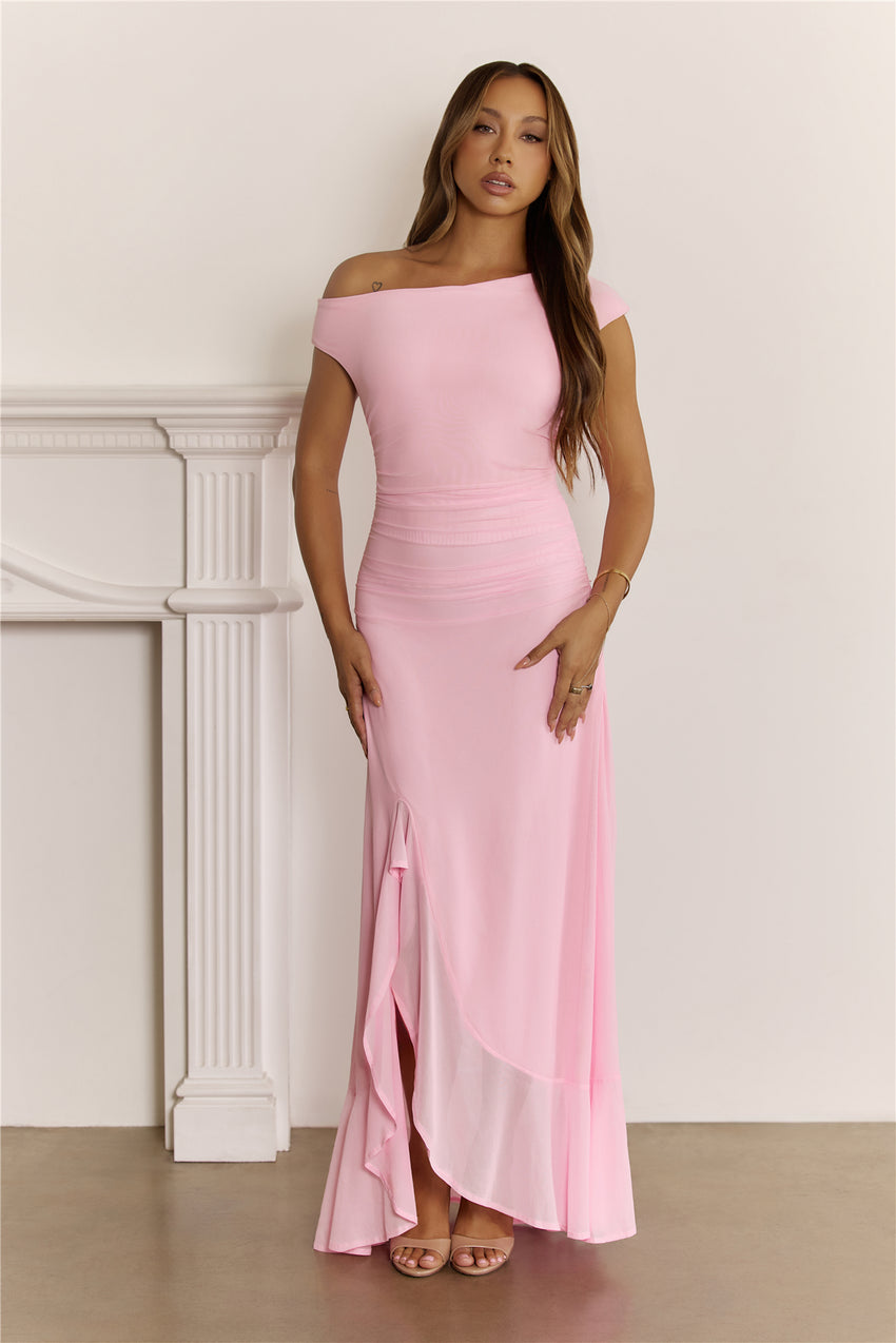 Darling At Dusk Long Sleeve Maxi Dress Pink