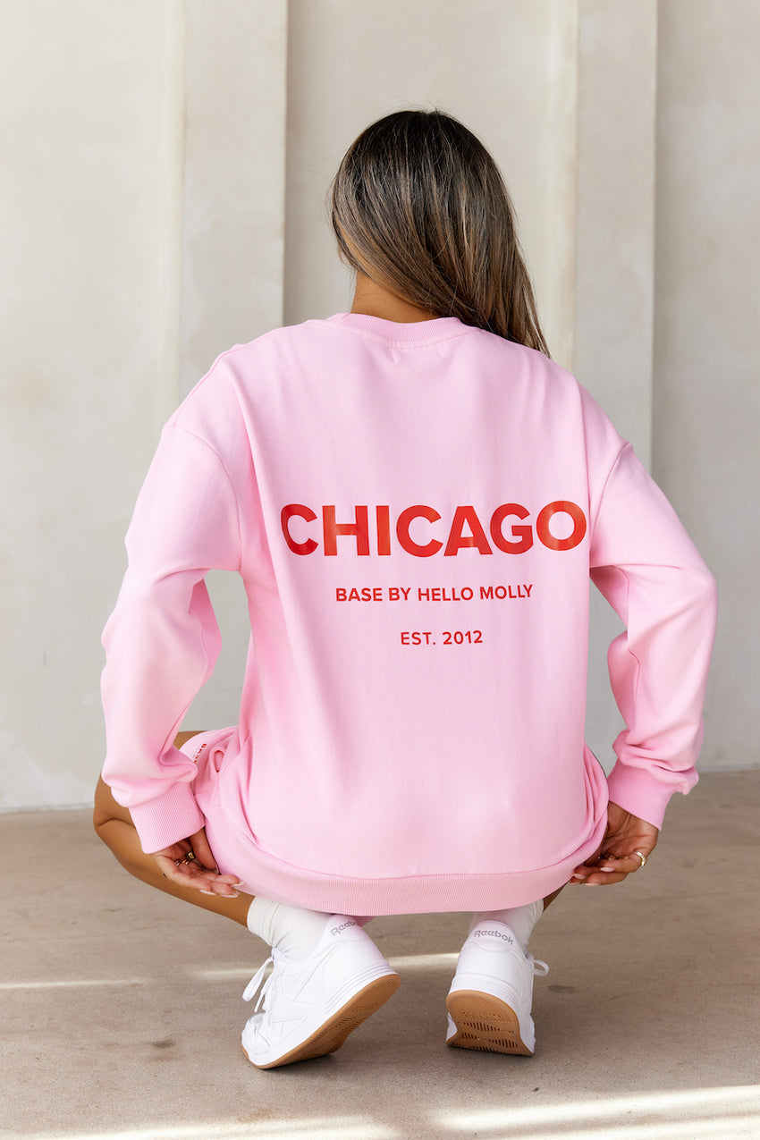 BASE Round Neck Chicago Sweatshirt Pink