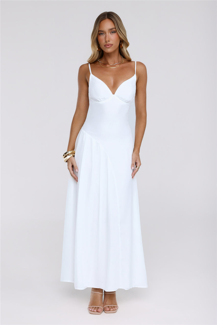 Gilded Whisper Maxi Dress White