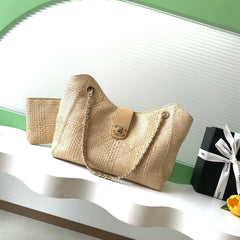 CC 26 Shopping Bag 40cm Beige in Straw Woven 01718