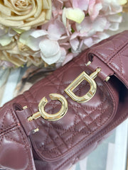 CD Lady Dior Shoulder Bag 27cm Burgundy in Sheepskin 155556