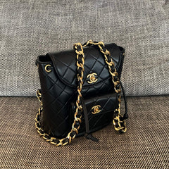 CC Mini Duma Backpack 21cm Black Lambskin