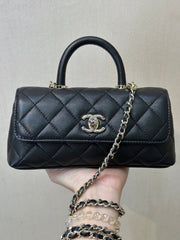 CC Coco Handle Bag 21cm Grained Calfskin Leather