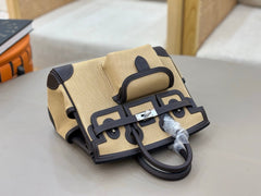HM Birkin Cargo 25CM Handbag Black Beige Swift Canvas