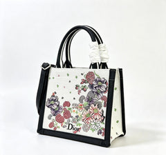 CD Book Tote With Strap Dior Hortensia Garden Embroidery Canvas 163495