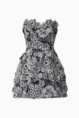 Roseate Floral Mini Dress in Black