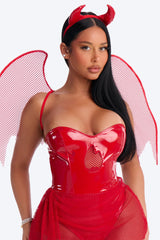 Sin In Shine 3 Piece Costume Set - Red