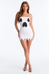 Peek A Boo Bodycon Tube Dress Costume - White