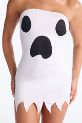 Peek A Boo Bodycon Tube Dress Costume - White