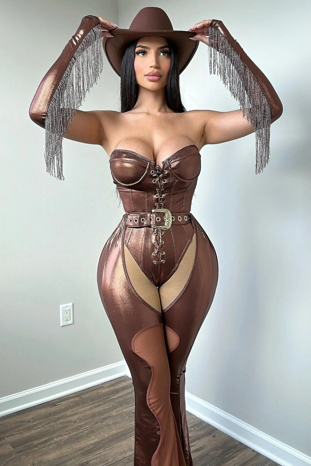 Midnight Cowgirl 3 Piece Costume Set - Brown