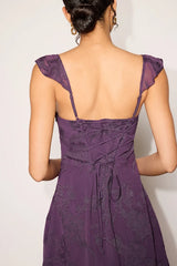 Arlene Purple Floral Jacquard Mini Dress