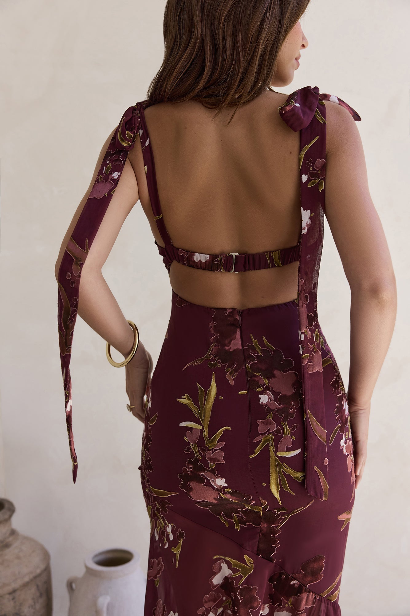 Night Garden Maxi Dress Burgundy