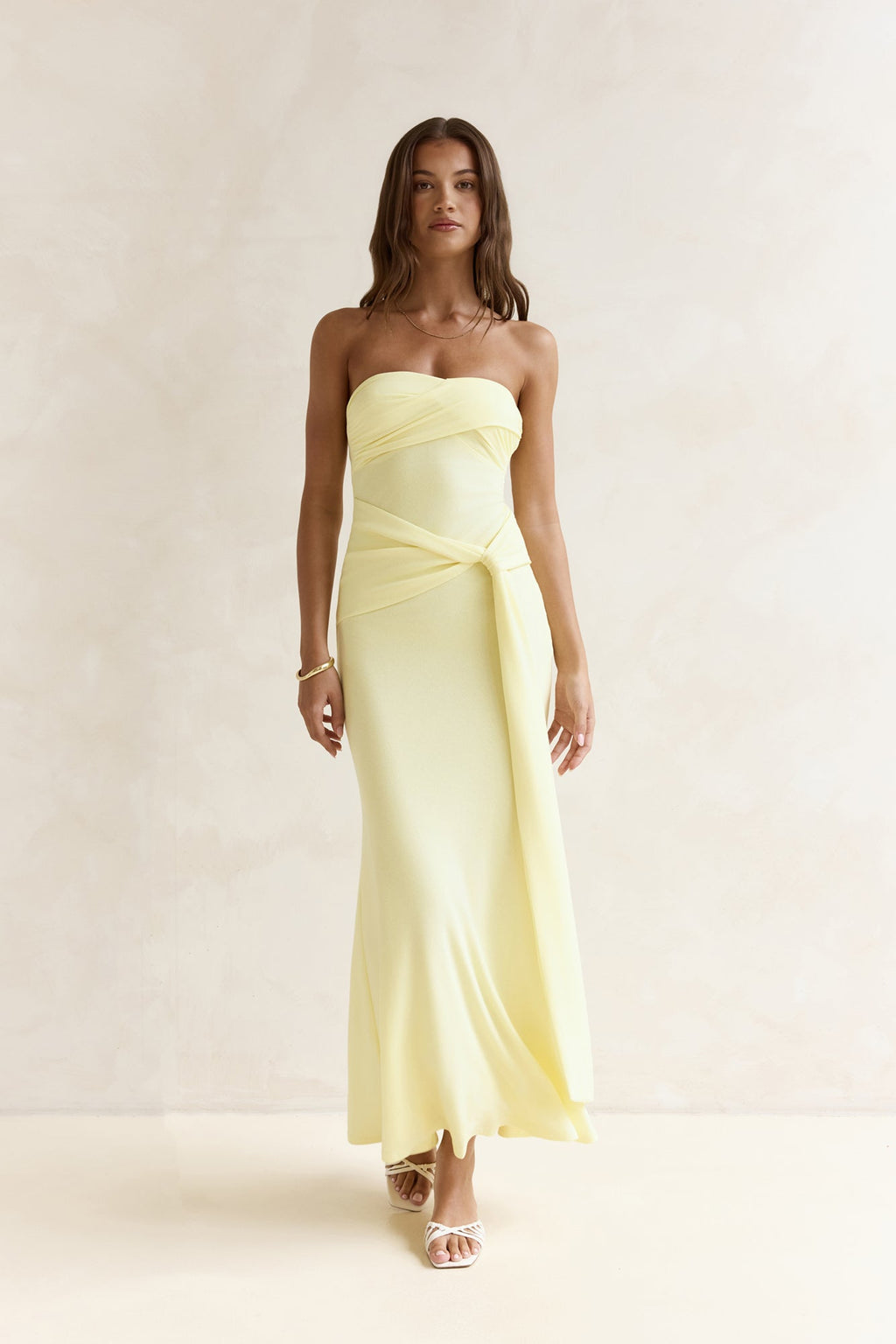 Follow You Strapless Maxi Dress Yellow