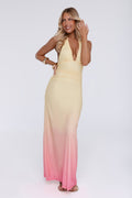 Glow Aesthetic Halter Mesh Maxi Dress Yellow