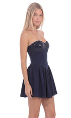 Ruched Mini Dress in Navy