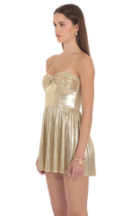 Metallic Strapless Mini Dress in Gold