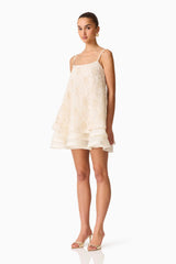 Vessia Shift Mini Dress in Cream