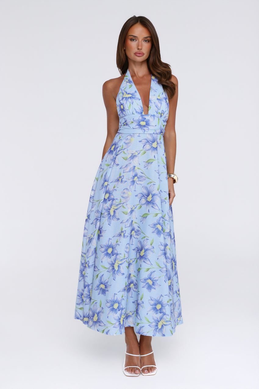 Doll Season Halter Maxi Dress Blue