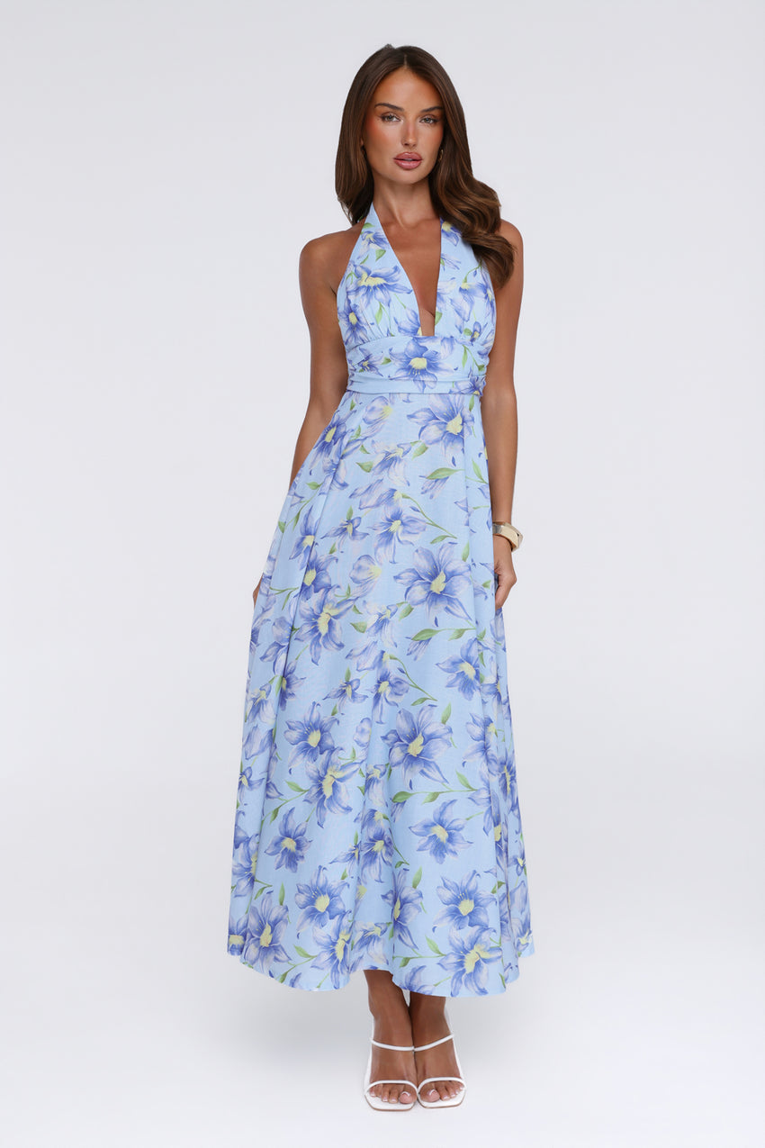 Doll Season Halter Maxi Dress Blue