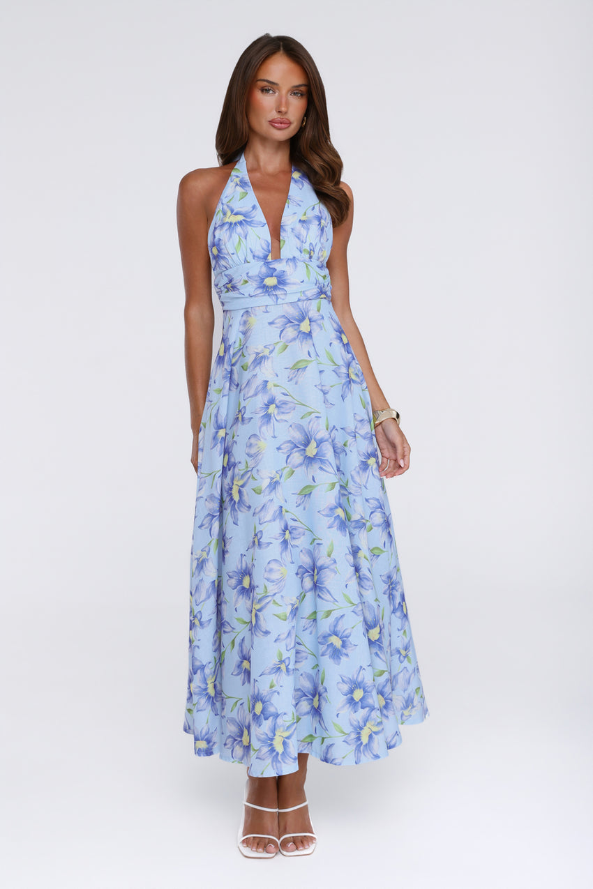 Doll Season Halter Maxi Dress Blue