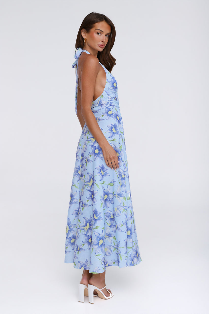 Doll Season Halter Maxi Dress Blue
