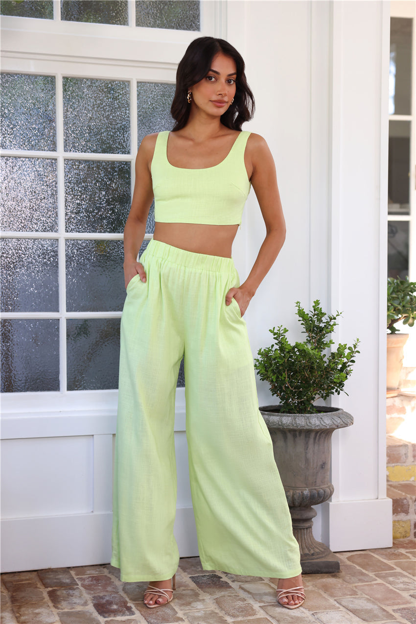 From The Sea Linen Crop Top Yellow