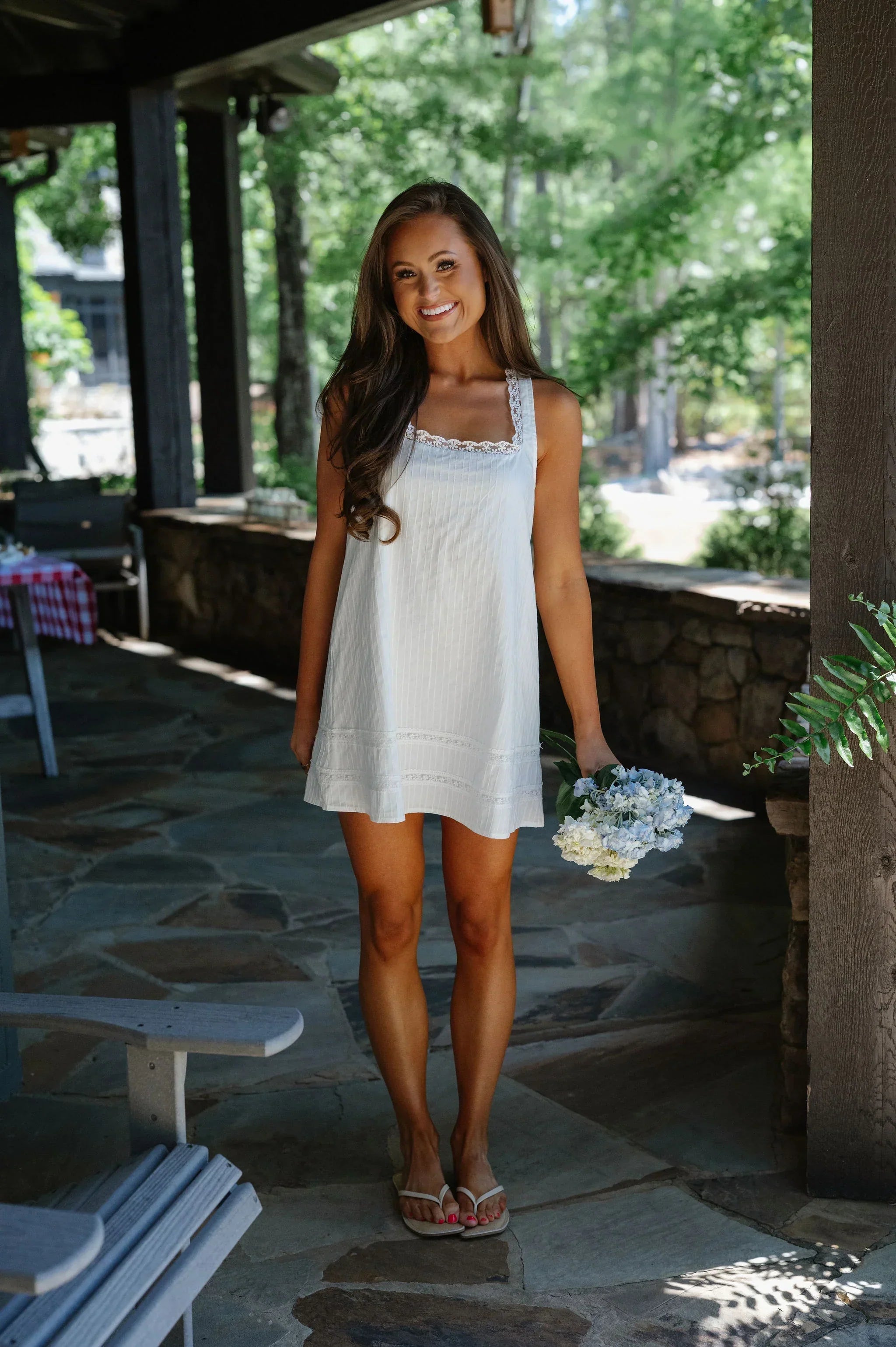 Clara Babydoll Swing Mini Dress-White