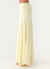 Liana Ruched Maxi Skirt - Yellow
