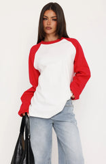 Take Her Out Long Sleeve Tee White/Red