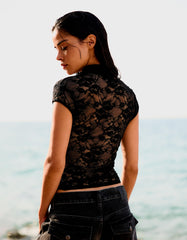 Lace Top With Clasp Fasteners