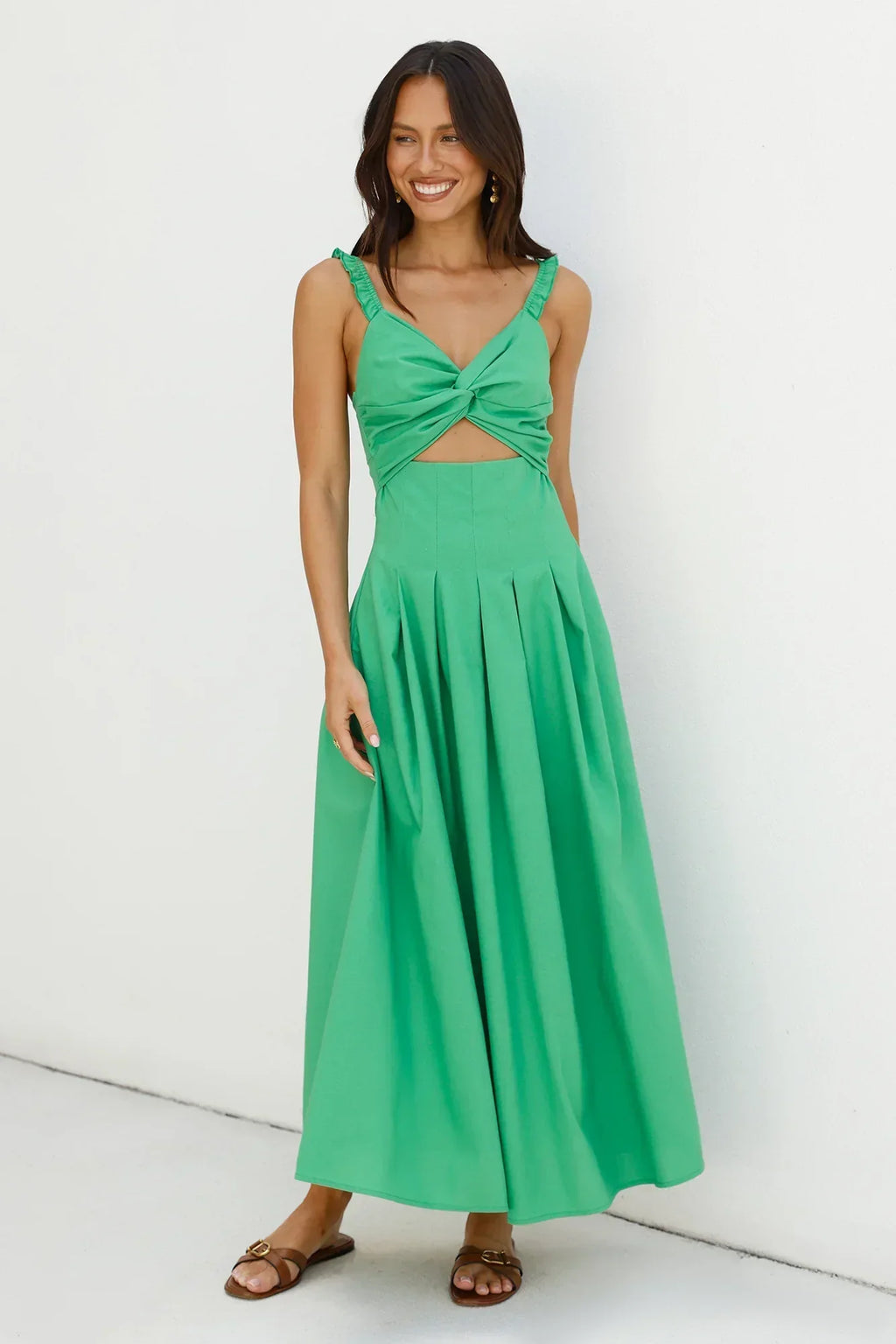 Cherry Kisses Maxi Dress Green