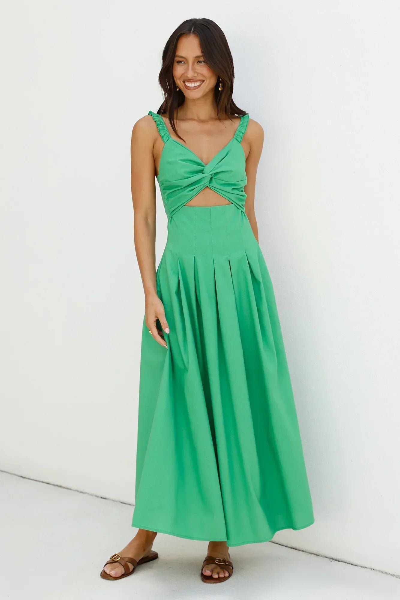 Cherry Kisses Maxi Dress Green
