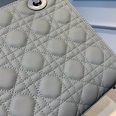 medium lady 24 matte grey calfskin matte grey hardware