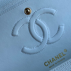 flap bag medium 25 white caviar ghw