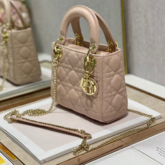 mini lady 17 power beige lambskin