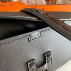 HM Jige Elan 29 Clutch In Black Calfskin With Lizard Skin(25 days of production)