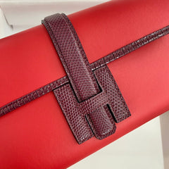 HM Jige Elan 29 Clutch In Candy Red Calfskin With Wine Red Lizard Skin (25 days of production)