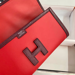 HM Jige Elan 29 Clutch In Candy Red Calfskin With Wine Red Lizard Skin (25 days of production)