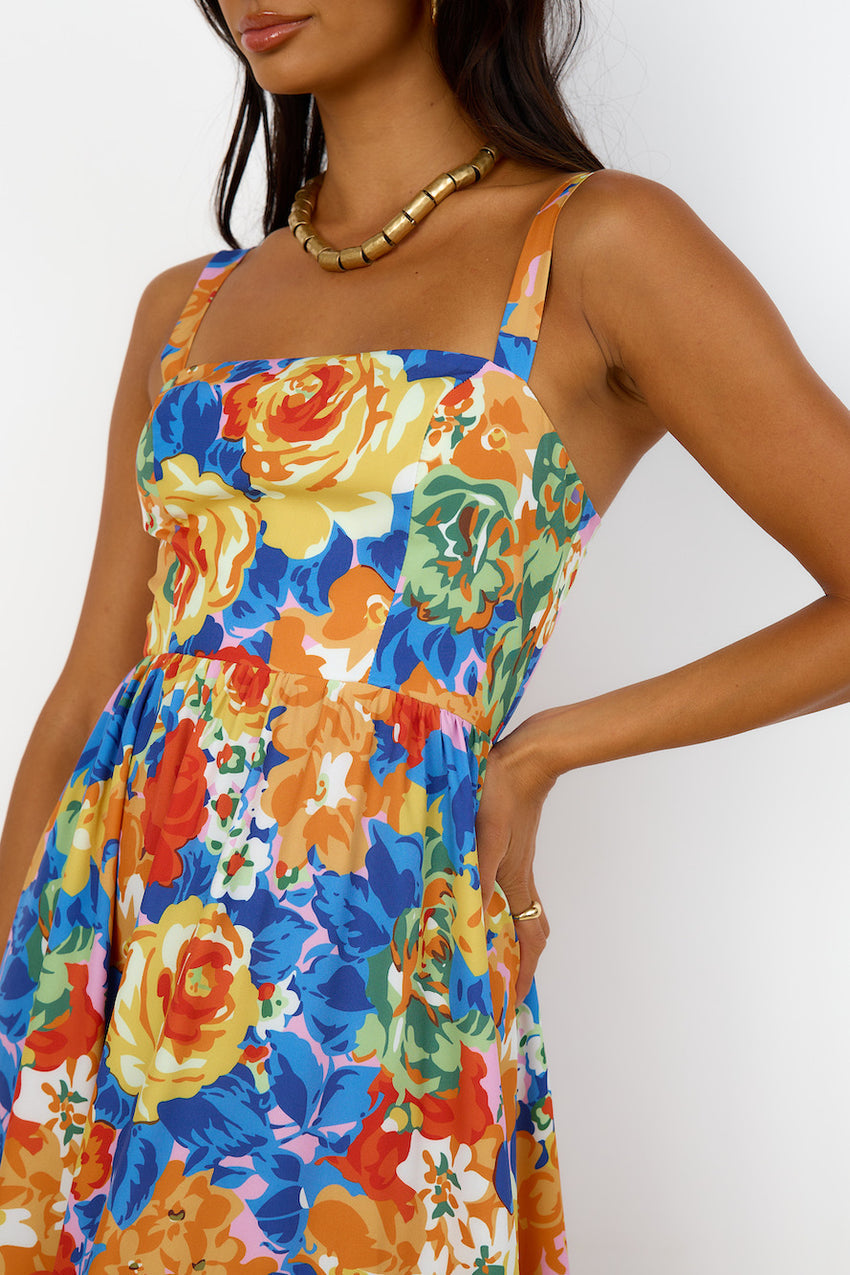 Blossom Garden Maxi Dress Orange