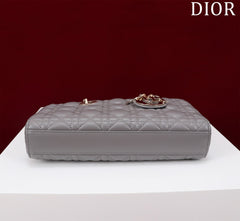 medium lady d-joy 26 grey lambskin