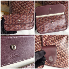 Goyard Anjou GM Bag 39cm Burgundy Calfskin Goyardine Canvas 290823