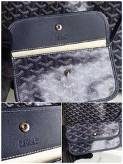 Goyard Anjou GM Bag 39cm Dark Blue Calfskin Goyardine Canvas 290819