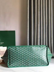 Goyard Anjou GM Bag 39cm Green Calfskin Goyardine Canvas 290825
