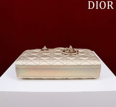 medium lady d-joy 26 beige metalic lambskin